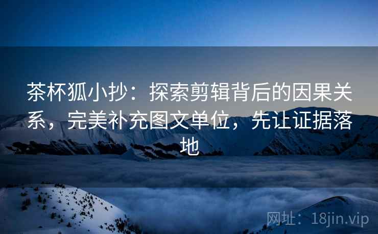 茶杯狐小抄:探索剪辑背后的因果关系,完美补充图文单位,先让证据落地